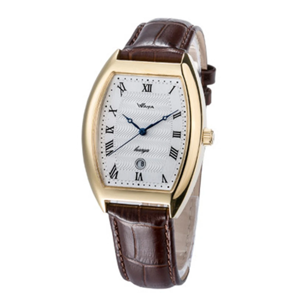 Мужские спортивные часы WAYA водонепроницаемые наручные с хронографом и кожаным