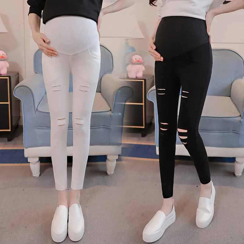 Maternity Leggings for Pregnant Women High Waist Skinny Pants Slim Pencil Clothes Ripped Pregnancy |