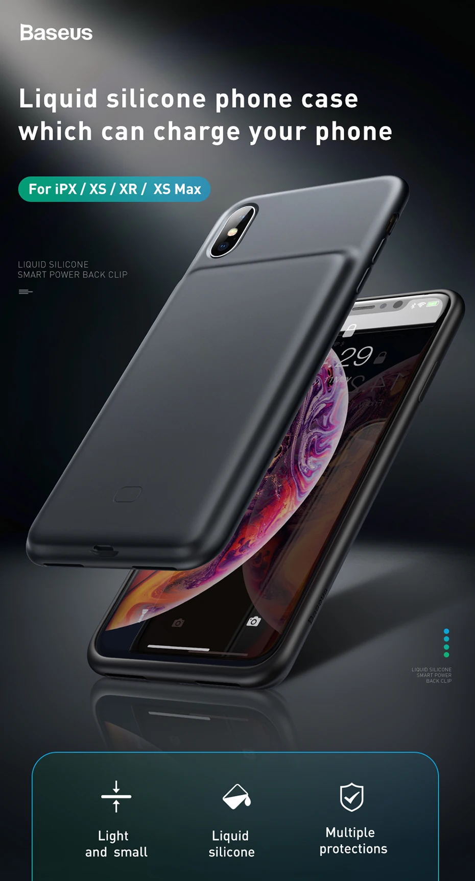 Чехол для зарядного устройства Baseus для iPhone Xs Max Xr X чехол для зарядки аккумулятора 4200 мАч для iPhone Xsmax внешний аккумулятор зарядное устройство