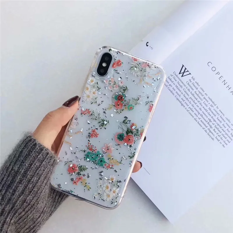 DISCASE свежий золото клей для фольги чехол iphone XS MAX XR Мода блеск цветок Soft Shell X 8 7 6 6s