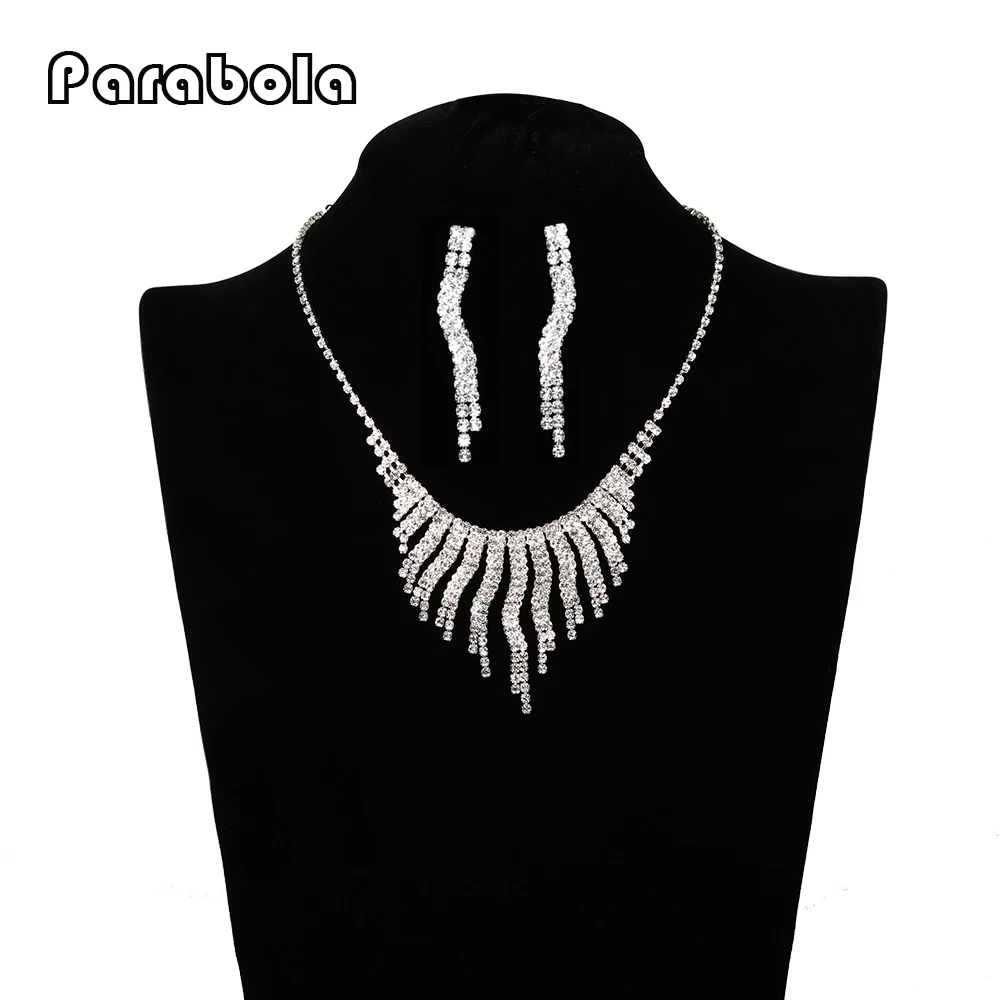 Парабола sparkly элегантный поворот и кривые choker свадебные комплекты ювелирных