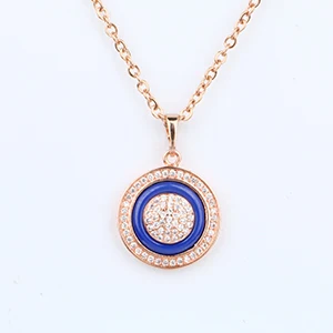 Blue Rose Gold Женское винтажное ожерелье с кулоном из розового золота 585, модное керамическое ожерелье для женщин, элегантное ювелирное изделие, подарок - Окраска металла: Blue Rose Gold