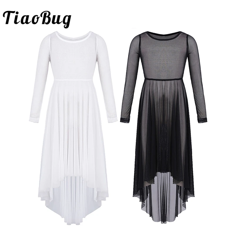 Детское Сетчатое танцевальное платье TiaoBug с глубоким подолом для подростков