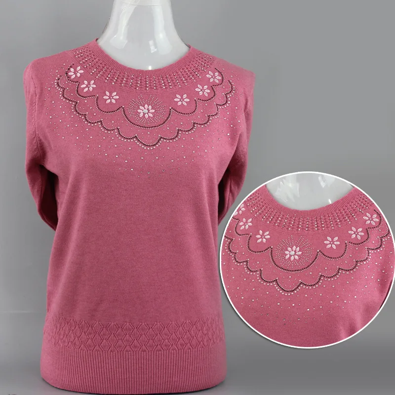  Diamond Mother Clothing Women's Autumn Winter Sweater Long-sleeve Knitted Jumper Basic Shirt Tops Casual Loose Pullover | Женская