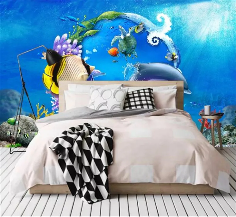 Пользовательские Любой размер 3d обои прохладное лето море подводный мир океан 3D