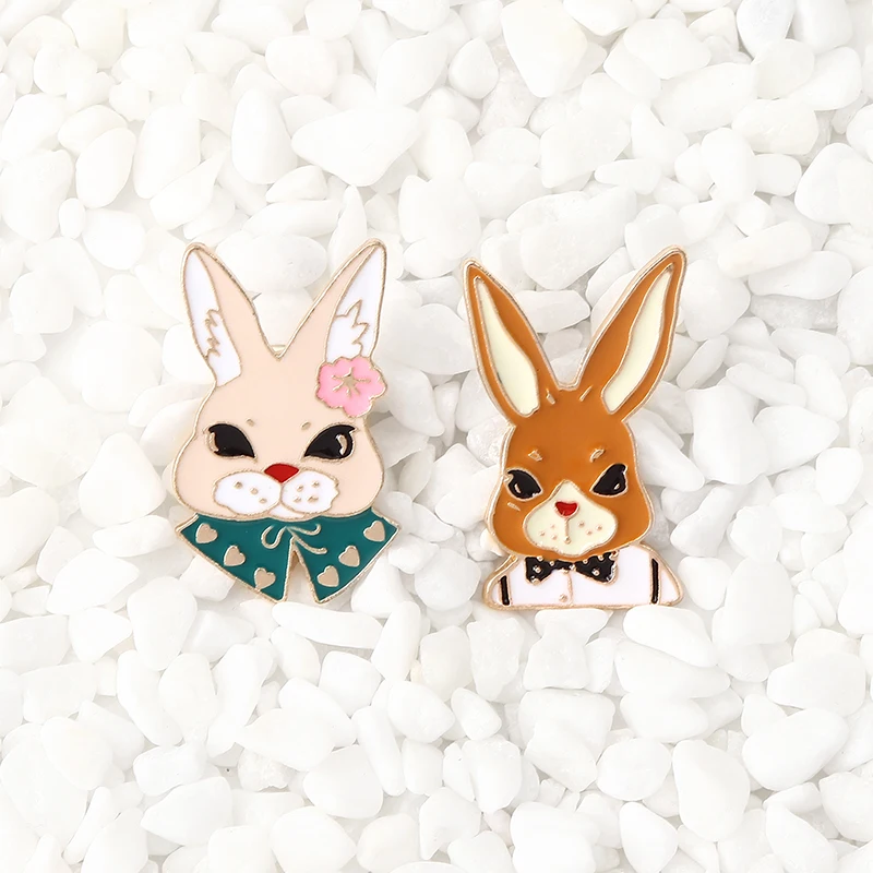 Милые Mrs Rabbit & mr. Bunny твердая эмалированная булавка ювелирное изделие в виде