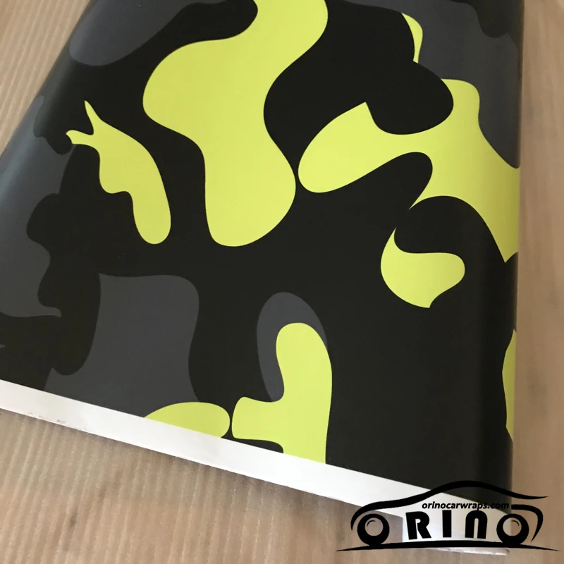 

10/20/30/40/50cmX152cm/Lot Yellow Black camouflage car wrap film with air bubble auto stickers camo vinyl foil Cover