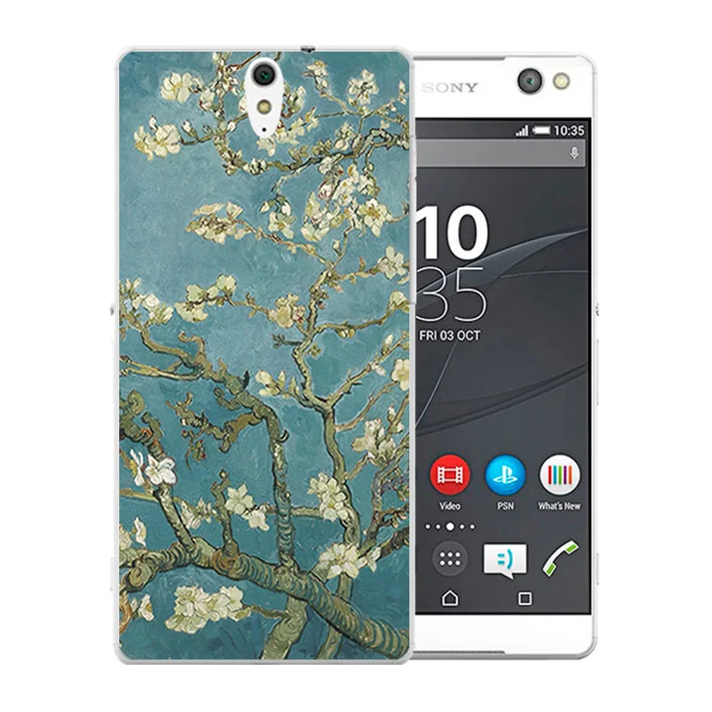 Soft Silicone Back Cover Case For Sony Xperia C5 Ultra /Dual E5553 E5506 E5533 Coque Van Gogh Pattern Capa for |