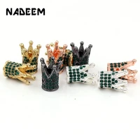 5pcslot green crystal crown beads diy metal bead charm 4 color crown charms beads for men bracelets necklace making wholesale