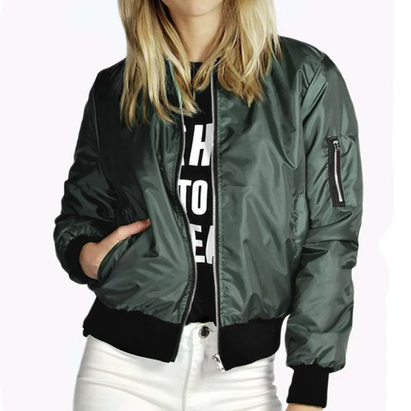 2017 New Fashion Spring Autumn Women Solid Thin Jacket Tops Bomber Long Sleeve Coat Casual Female jaqueta feminina #40 | Женская одежда