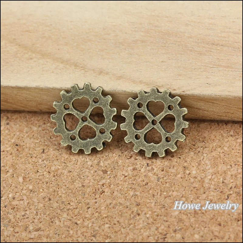 Оптовая продажа 24 шт качественные античные бронзовые подвески шестерни в стиле