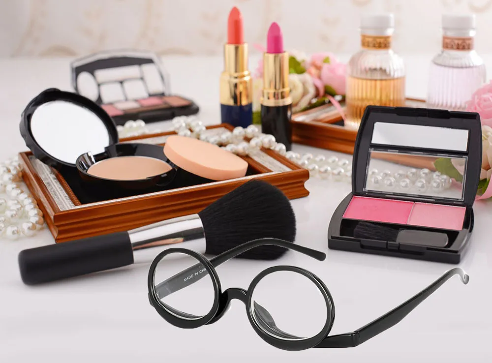 Круглый откидная крышка читателей Make-up очки для чтения макияжа с глаз очки Флип вниз объектив складной косметическое Для женщин дальнозоркостью очки