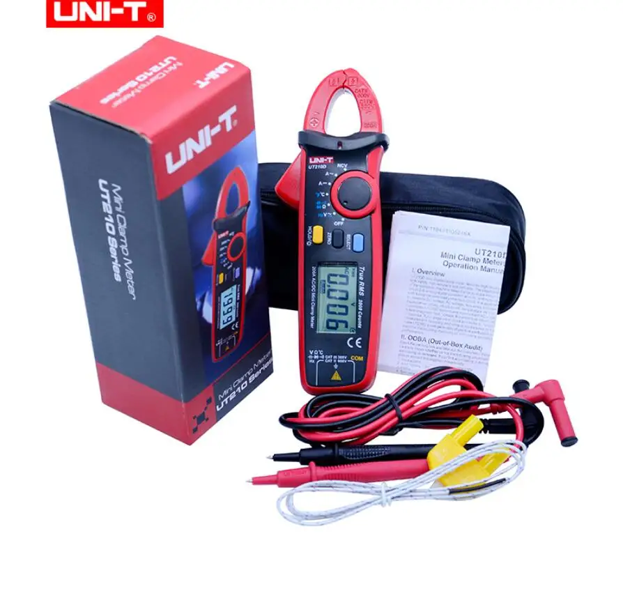 UNI-T Мини цифровые клещи UT210A UT210B UT210C UT210D UT210E True RMS Авто Диапазон VFC емкость Бесконтактный мультиметр - Цвет: UT210D