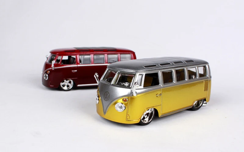 Красные и Желтые цвета 1/32 Масштаб Volkswagen VW Van Samba автобус модели коллекции подарки дисплеи