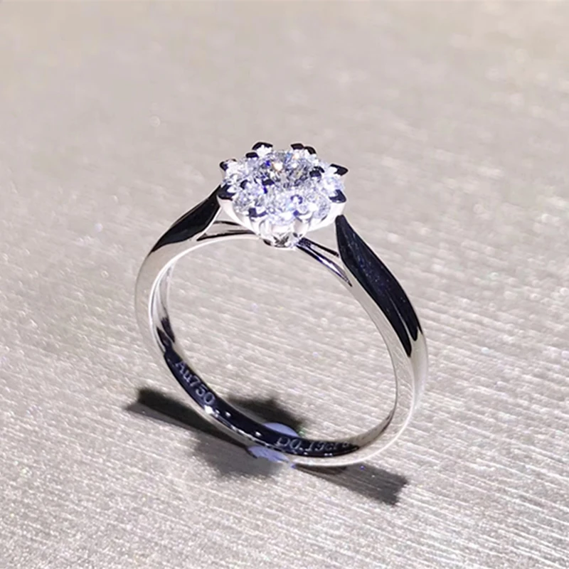 EDI Diamond обручальное кольцо с камнем Классический снежинка 18 К белого золота 0,42 CTTW натуральным бриллиантом обручальное кольцо для женщин