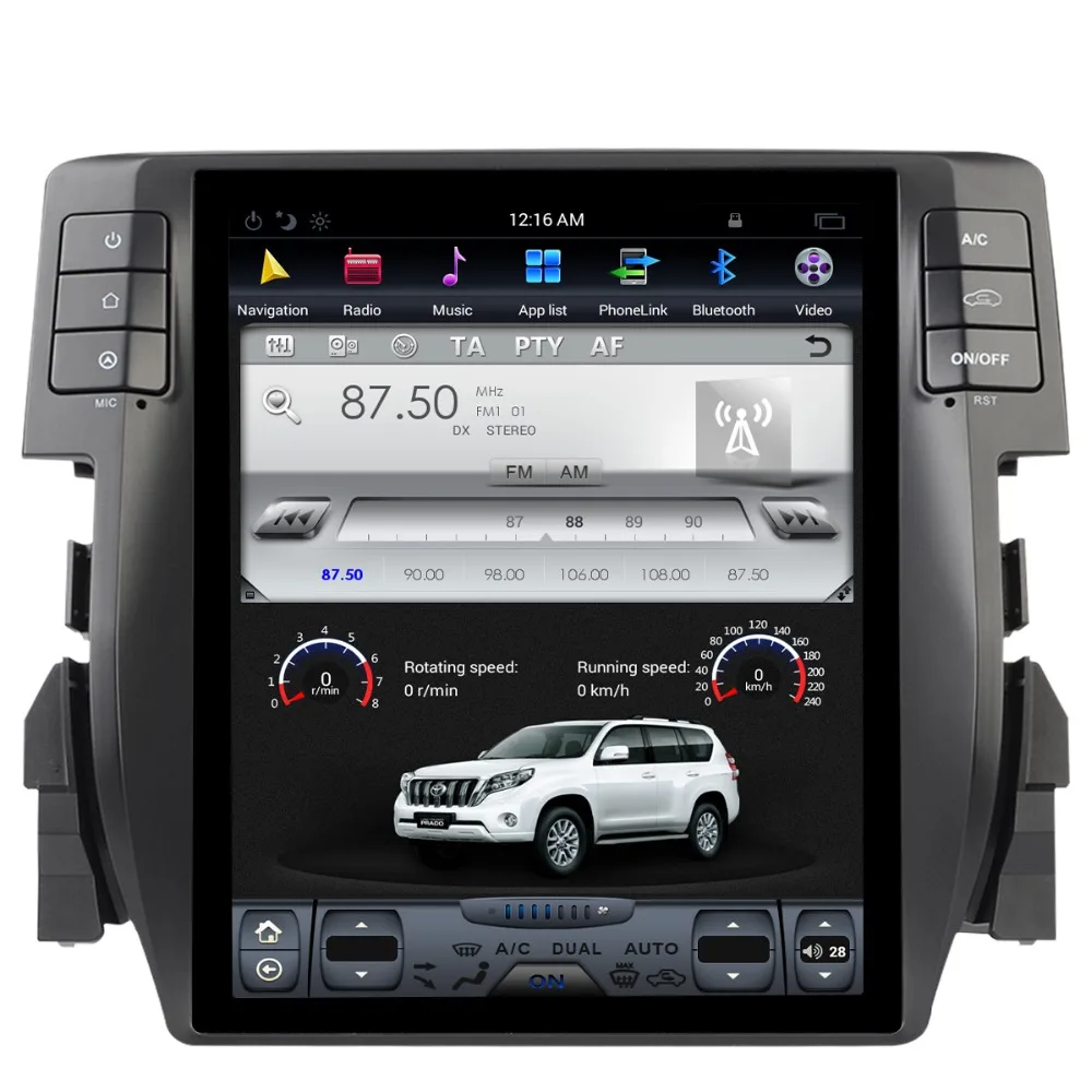 Автомобильный Радио плеер Tesla экран для Honda Civic gps навигация магнитофон головное устройство мультимедийный плеер Android 6,0