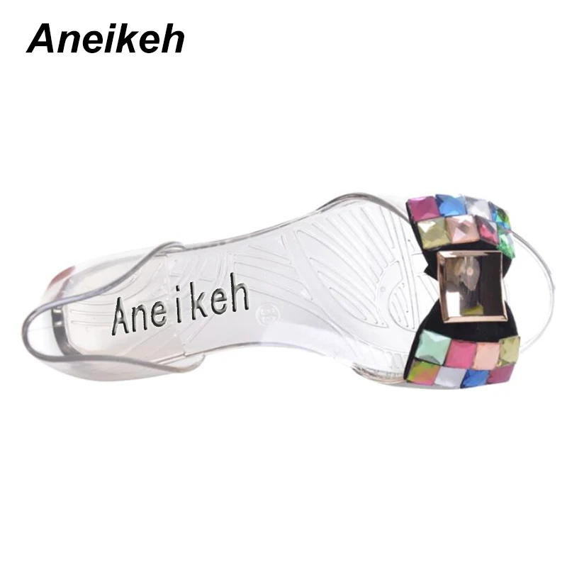 Сандалии Aneikeh женские с бантом модные туфли желе открытым носком плоская подошва