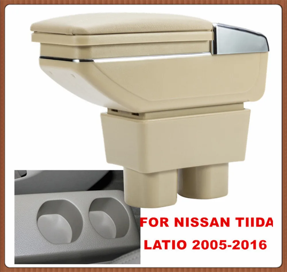 FREE SHIPPING CAR ARMREST FOR NISSAN TIIDA/LATIO 2005-2019 Car Accessories Console Box Center Arm Rest With Cup Holder Ashtray