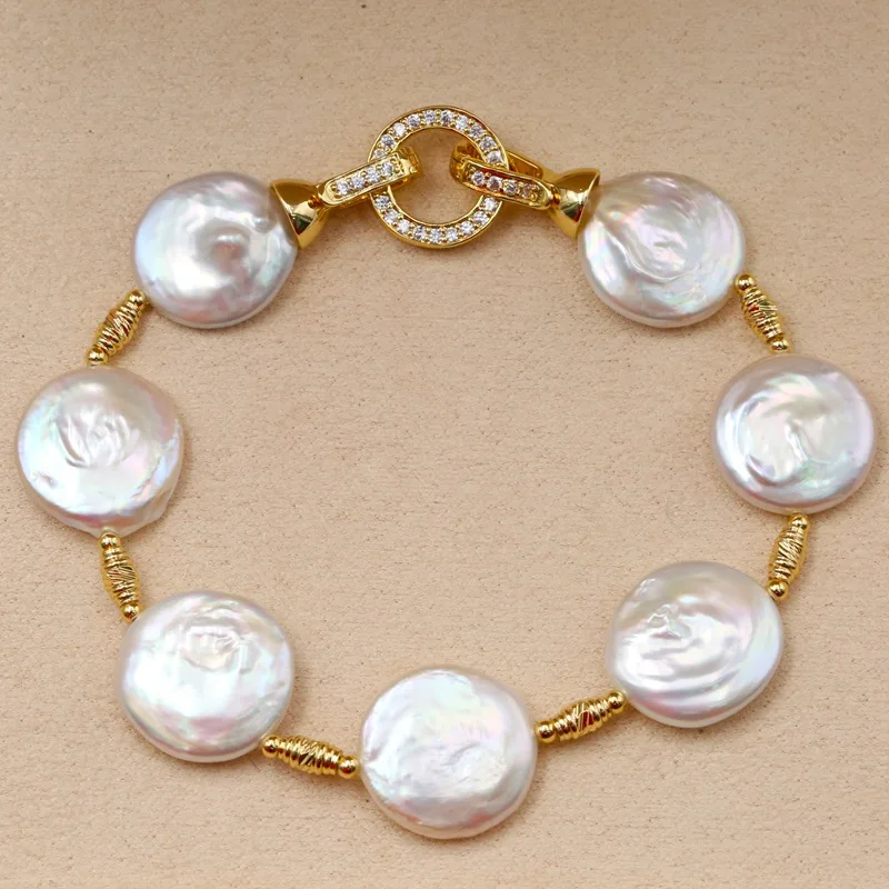 Bracelet 18CM BaroqueOnly специальная форма натуральный жемчуг барокко Стиль Монета белый жемчуг ожерелье свитер Чиан/браслет/Колье освещение пряжка - Цвет камня: Bracelet 18CM