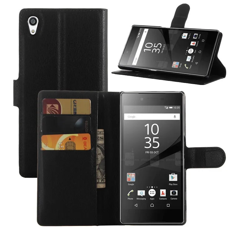 Роскошный чехол бумажник из искусственной кожи с откидной крышкой для Sony Xperia Z5