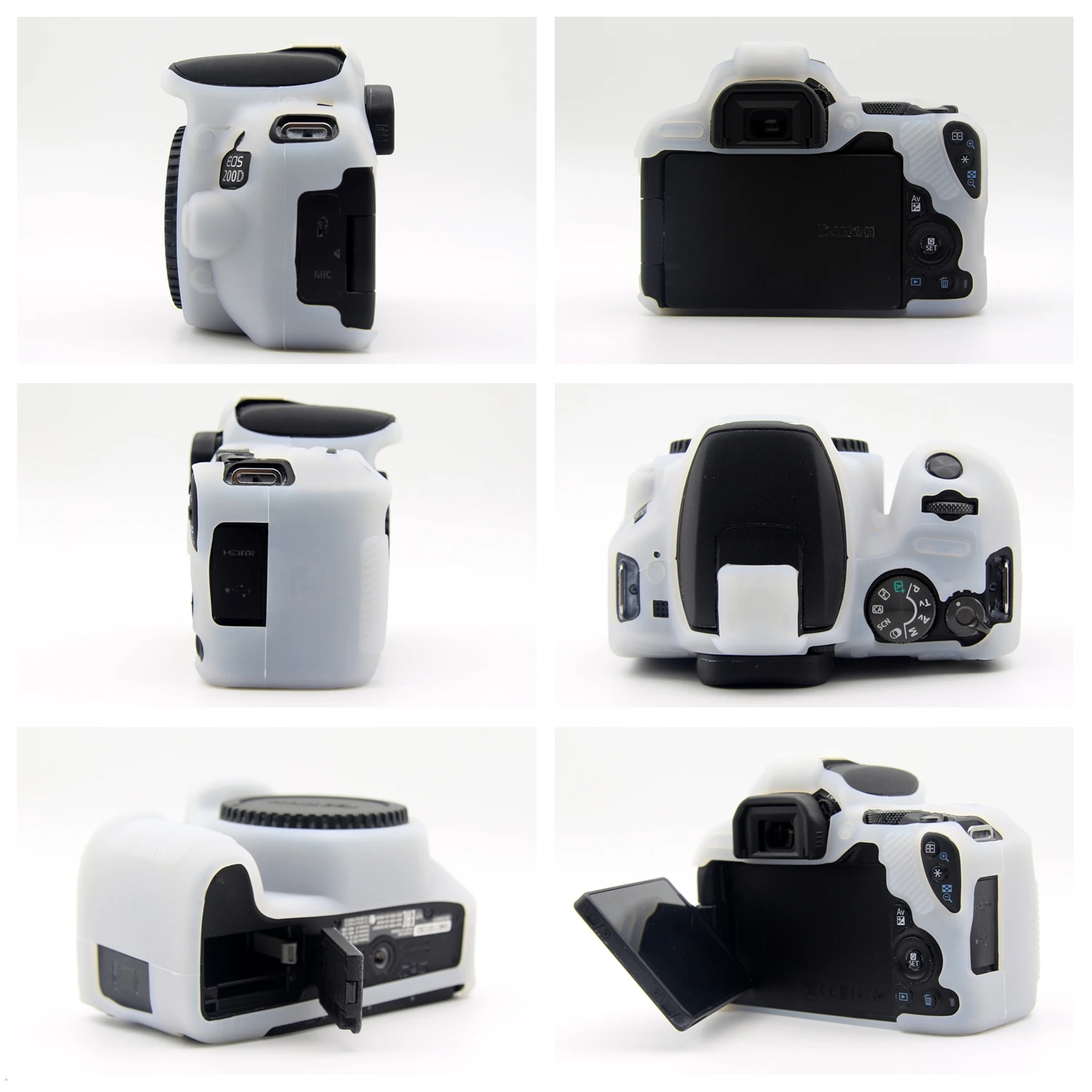 Резиновый мягкий силиконовый чехол Защитный для камеры Canon EOS 200D 250D / II Rebel SL2 SL3 Kiss X9