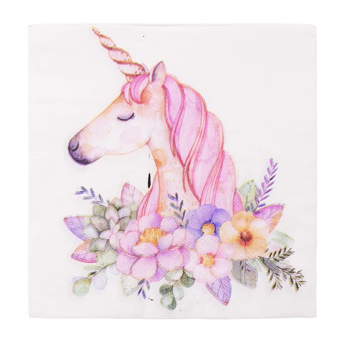 unicorn Вечерние бумажные салфетки в виде розового единорога на день рождения, свадебные романтические бумажные салфетки в виде Розы, одноразовые домашние вечерние салфетки для душа - Цвет: unicorn