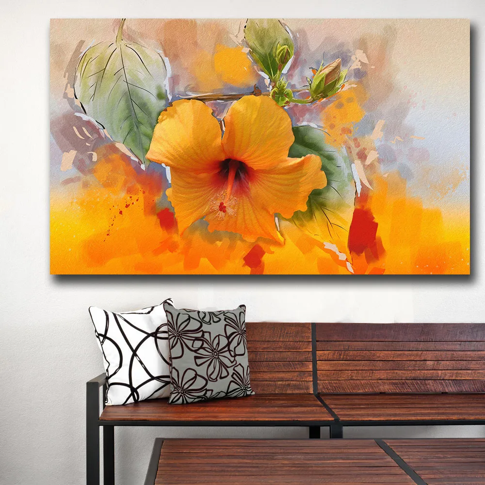 

Wxkoil Wall Picture Yellow flower background Home Decor On Canvas Modern Wall Art Canvas Print Poster Canvas Painting Unframed