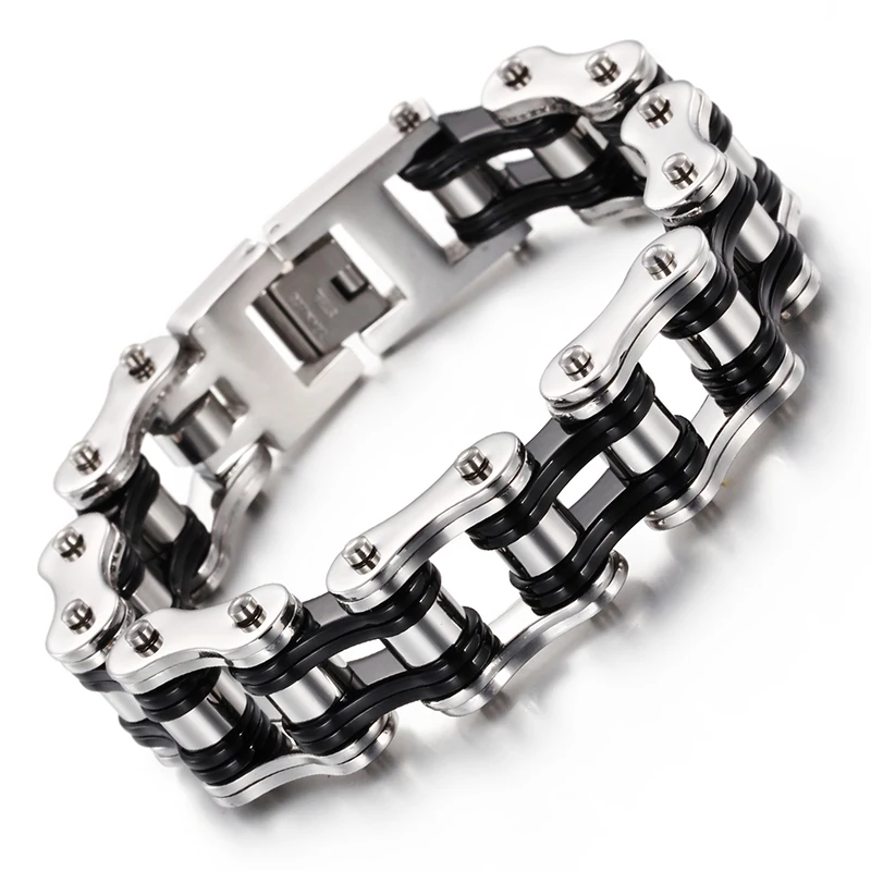 Тяжелый 107 г Вес титановая сталь черный Байкерский велосипедный браслет-цепочка