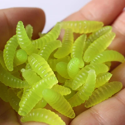 Зеленый 100 шт./лот мягкие рыболовные приманки Maggots мягкая искусственная приманка червь рыба приманка - Цвет: Зеленый