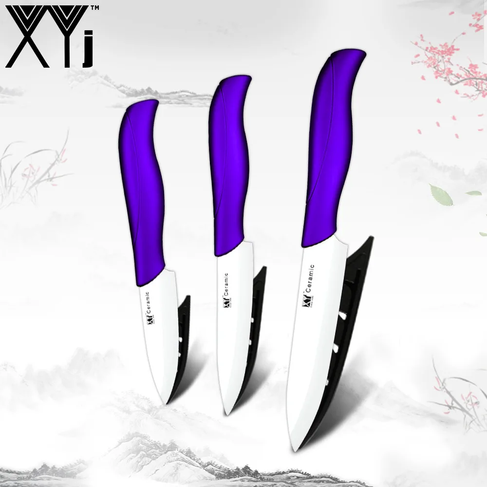 Purple H White Blade XYj керамический нож шеф-повара, набор кухонных ножей, светильник, столовые приборы, набор японских керамических ножей 3, 4, 5 дюймов, кухонные ножи, режущие инструменты - Цвет: Purple H White Blade