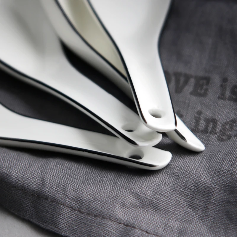 2 шт./лот современная детская ложка керамическая фарфоровая черная ручка ложки