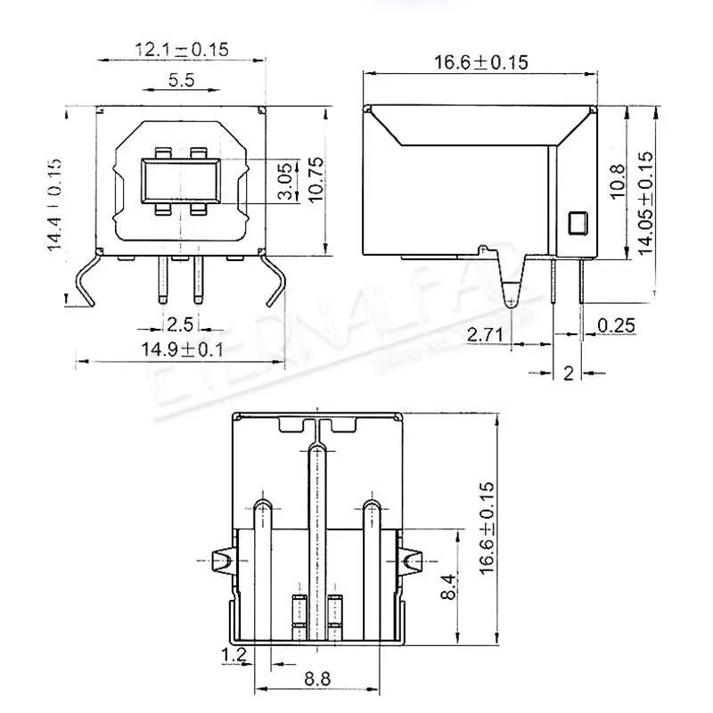 Xiaomi USB 2,0 Тип A женский AF 11,0 прямой край погружения 1,9 мм короткий корпус 4 фута прямой вставки платы 4PIN сварки PCB DIY