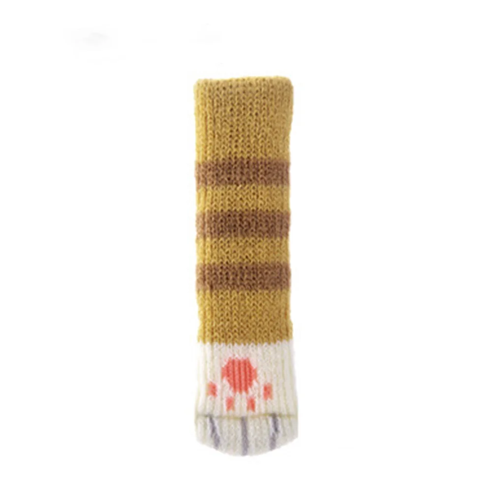 brown stripe 4 шт. милые настольные коврики набор вязальных столов и стульев ноги утолщение табурет стулья Османов настольные коврики защиты ног - Цвет: brown stripe