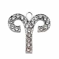 12pcslot aries alloy aquarius crystal dangle charms lobster clasp hanging charm for necklace pendant bangle jewelry