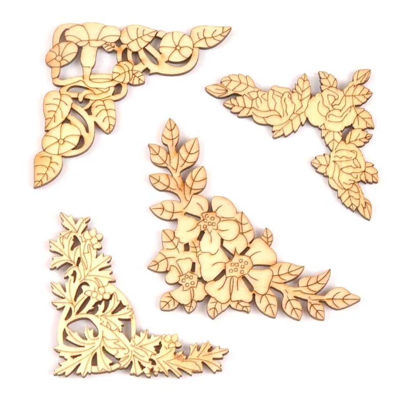 Новинка 2018 года деревянные уголки для книг с цветочным узором 4 шт. бокс ручной