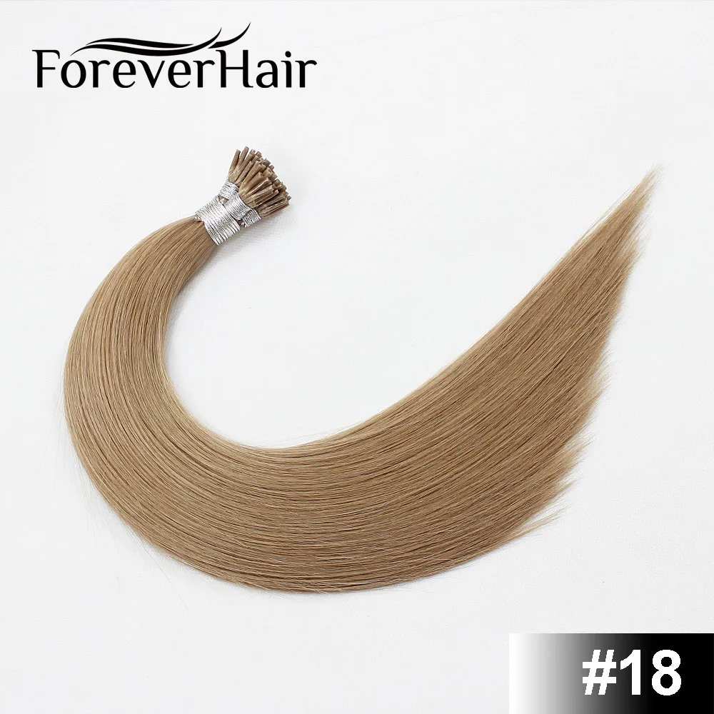 #18 FOREVER HAIR 1 г/локон 1" 18" 2" 24" Настоящие Remy Предварительно скрепленные человеческие волосы для наращивания кератин I Tip прямые человеческие волосы на капсуле 50 г/pac - Цвет: #18