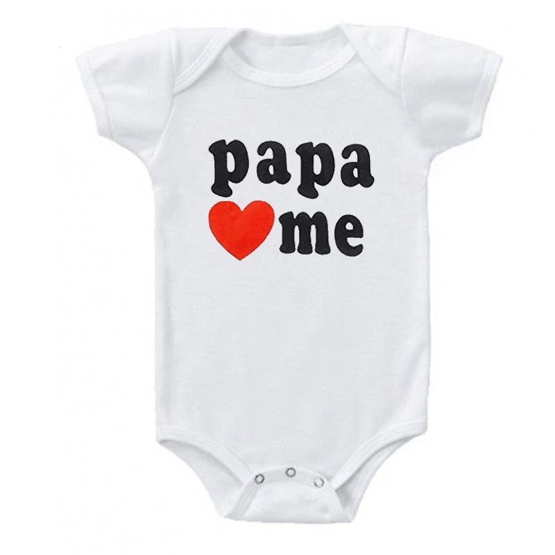 Papa Love Me-White Shirty/хлопковый комбинезон для новорожденных мальчиков и девочек с короткими рукавами и надписью «I Love My Twin Sister»/«Brother», одежда для малышей - Цвет: Papa Love Me-White