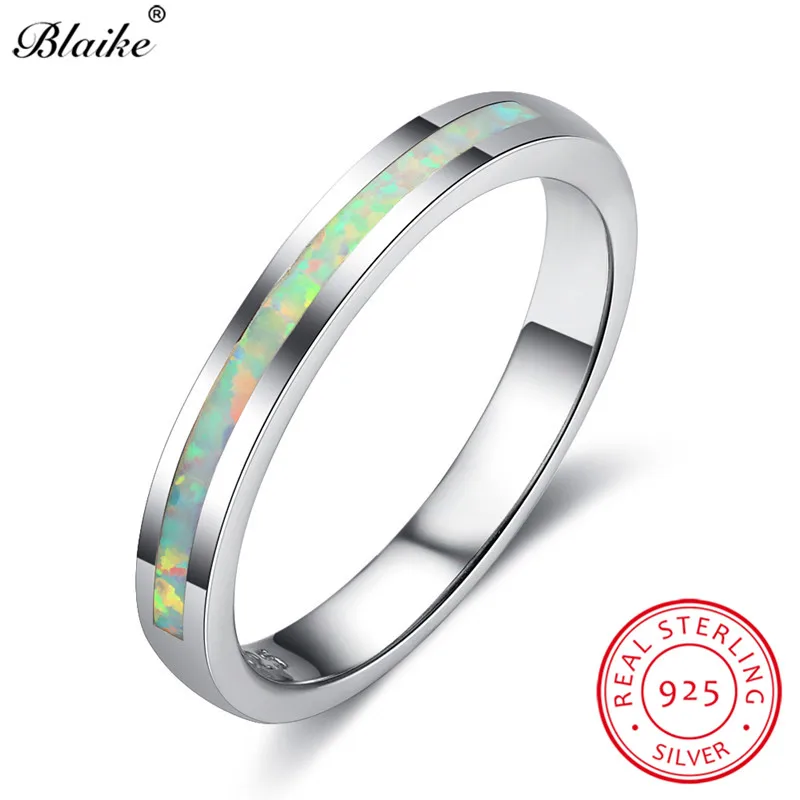 Blaike класса люкс однорядные белый огненный опал палец кольцо 100% твердые 925 пробы