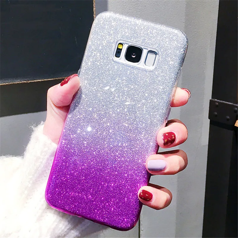 Purple Чехол с блестящим градиентом для samsung Galaxy A7 A9 A6 A8 J4 J6 плюс S9 S8 плюс S7 S6 край A3 A5 J3 J5 J7 Note 8 9 крышка - Цвет: Purple