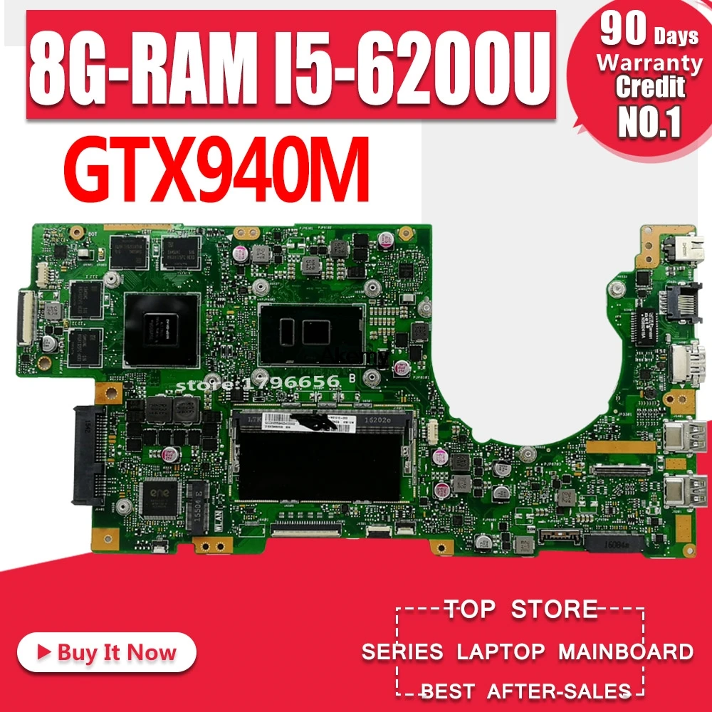 K501UW материнская плата для ноутбука For Asus K501UQ K501U тестовая оригинальная DDR3 8G RAM I5 6200U