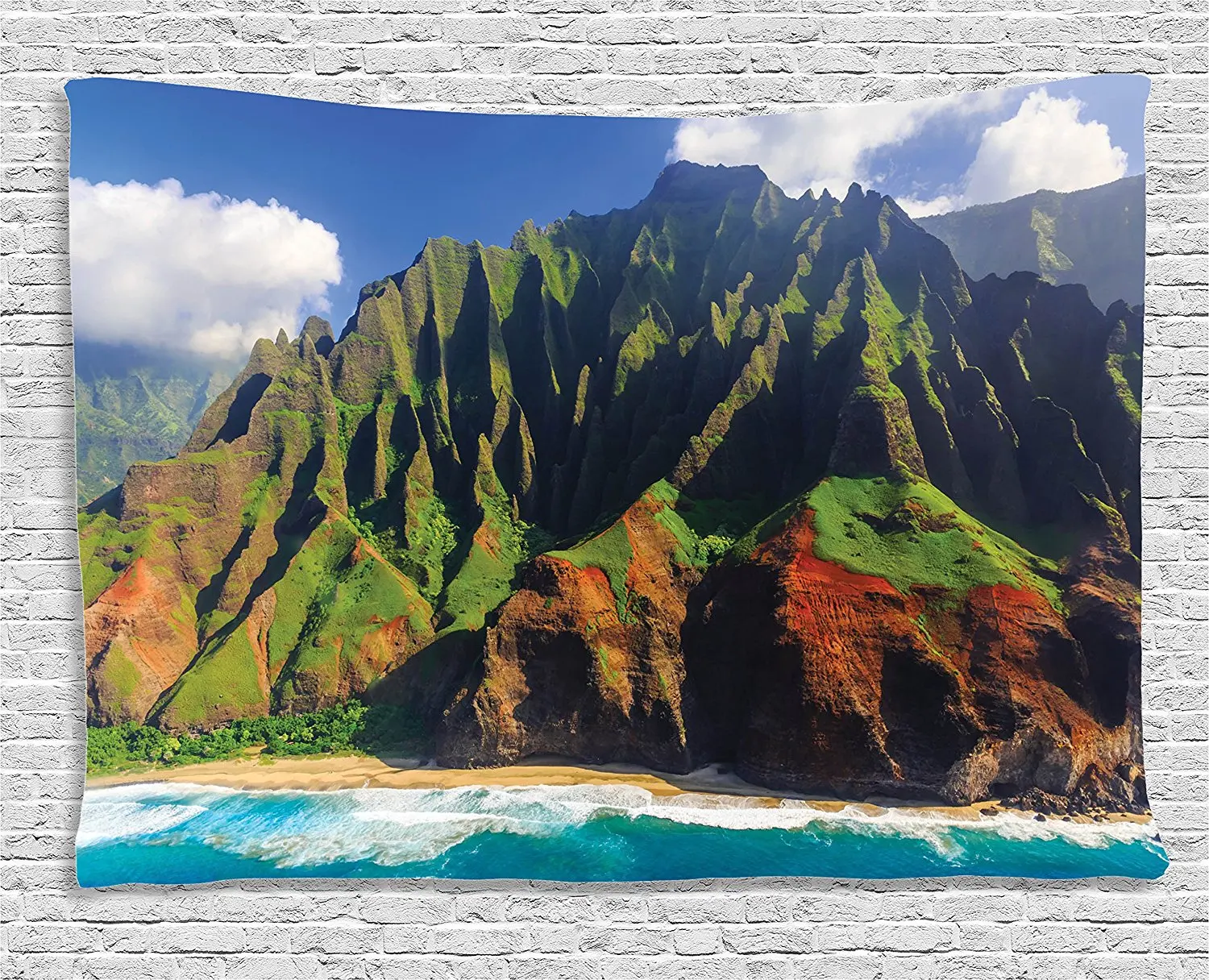Гавайский Декор гобелен воздушный вид на Na Pali Coast Kauai Hawaii Mountain Cliff Seacoast живописные