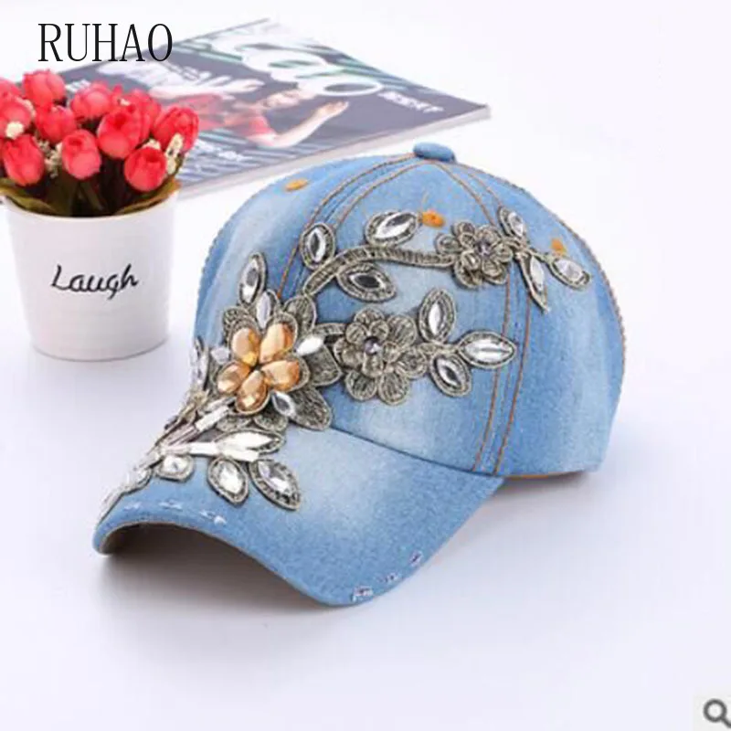 RUHAO Ретро бейсболка с цветами регулируемые Snapback шапки для женщин женская шапка