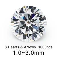 500pcs 1mm 2mm 3mm 13mm 8 hearts and 8 arrows aaaaa round brilliant white synthetic cubic zirconia stone cz loose stone