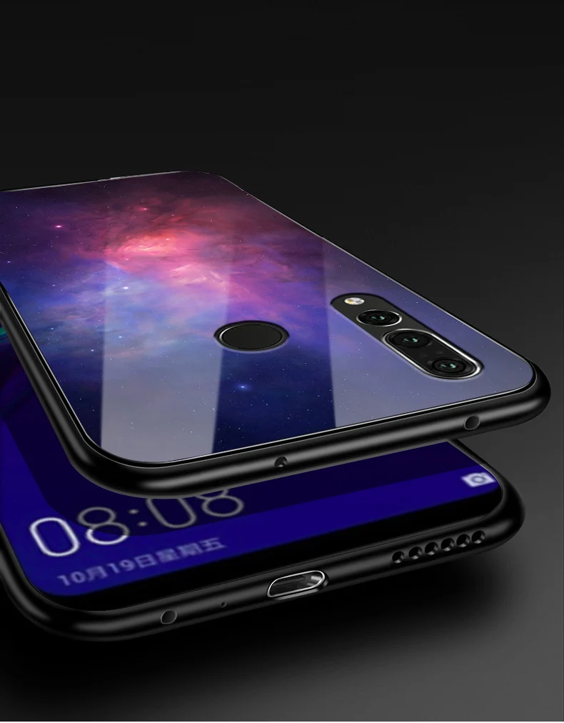 Для Huawei Honor 10i чехол Honor 10i PC Пластиковый стеклянный чехол для телефона черный ТПУ бампер чехол для Huawei Honor 10i HRY-LX1T 10 i чехол