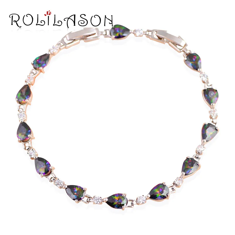 Rolilason многоцветный циркон AAA Циркон с серебряным покрытием Браслеты для женщин