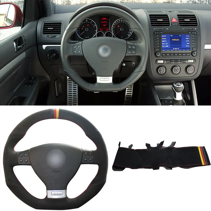 Чехол на руль из черной замши для VolksWagen Golf 5 Mk5 G TI R32|steering wheel cover|suede steering coverwheel cover |