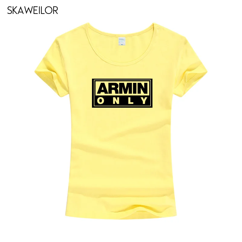 Armin Van Buuren Футболка с принтом женские летние топы с короткими рукавами футболки хлопковые повседневные облегающие футболки Camiseta Femenina - Цвет: Yellow