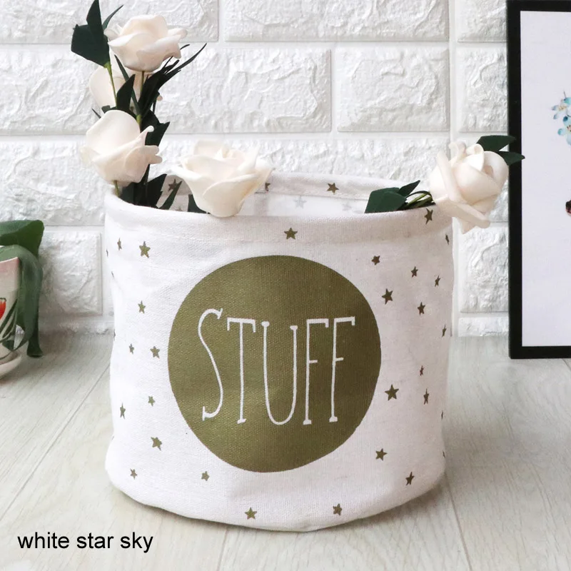 white star sky Грязная одежда мешок для мелочей хлопок белье корзина для хранения корзина для белья корзина для хранения игрушек бытовой баррель - Цвет: white star sky