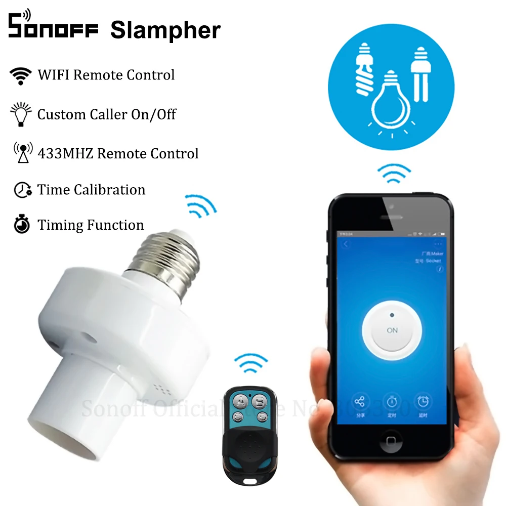 Sonoff Slampher RF 433 mhz беспроводной светильник патрон E27 Модуль Автоматизации умного дома работы(без дистанционного управления