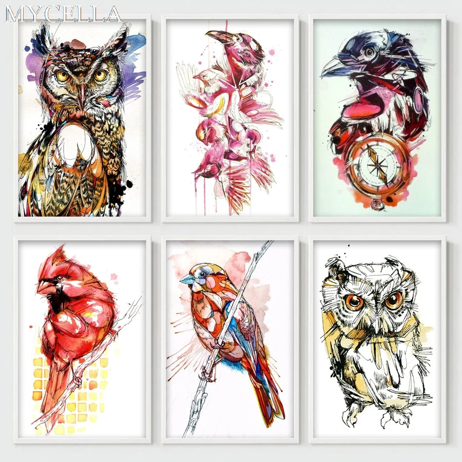 MYCELLA Diy Алмазная Картина Красочные животные иллюстрации Вышивка крестом полная